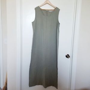 Dusty Sage Green Silk like,Chic Sleeves Maxi Dress